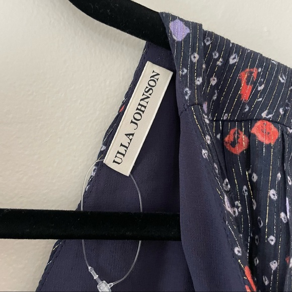 NWT Ulla Johnson Arisa Dress Navy Metallic Print - Picture 13 of 13